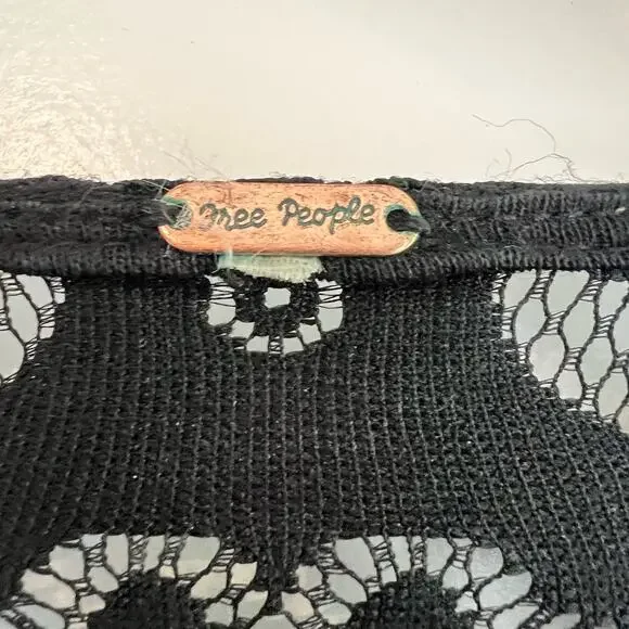 Free People Women's Black Lace Mini‎ Dress Bell Sleeve Size Small - Picture 4 of 9